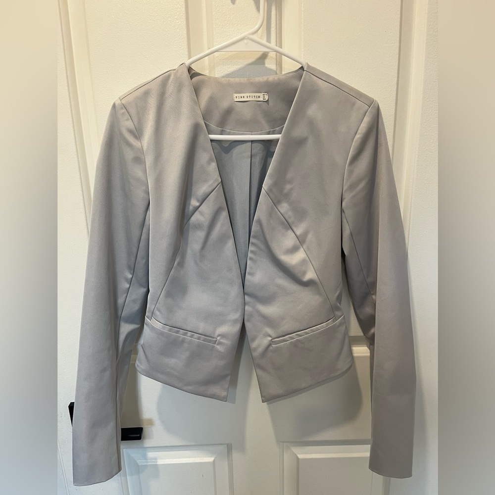 Pink Stitch Women's Gray Blazer Jacket